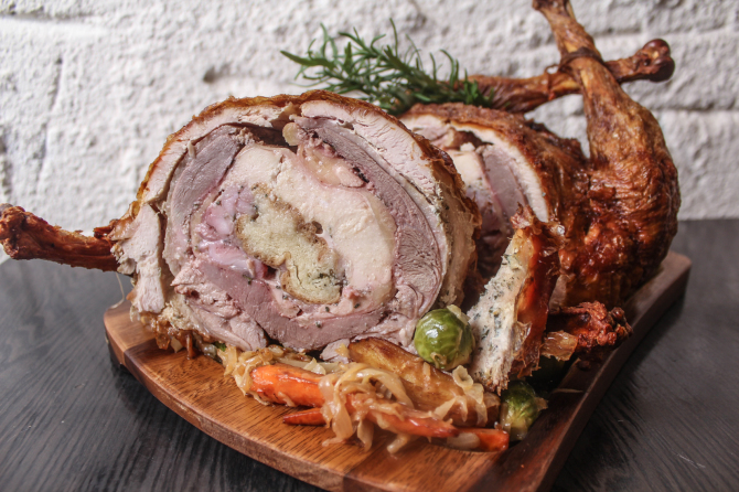turkey stuffed with duck stuffed with chicken