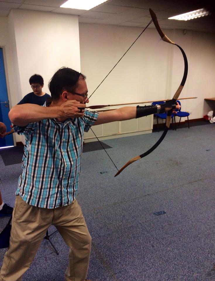 Our pall JJ shooting arrows for the last time before the hustings begin. (Source: Yee Jenn Jong's Facebook page)