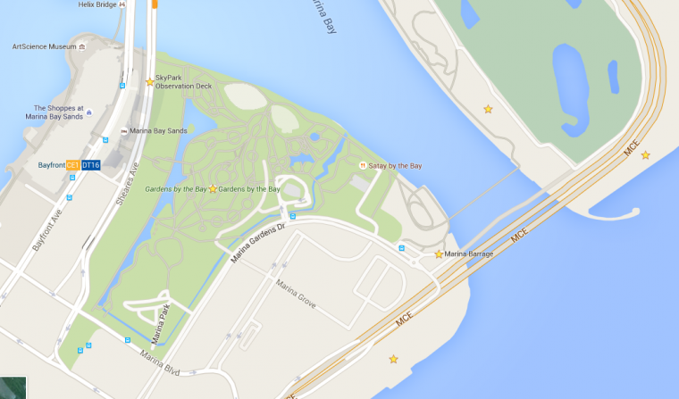 The best viewing spots are starred in this Google map screen grab. (Click for larger version)