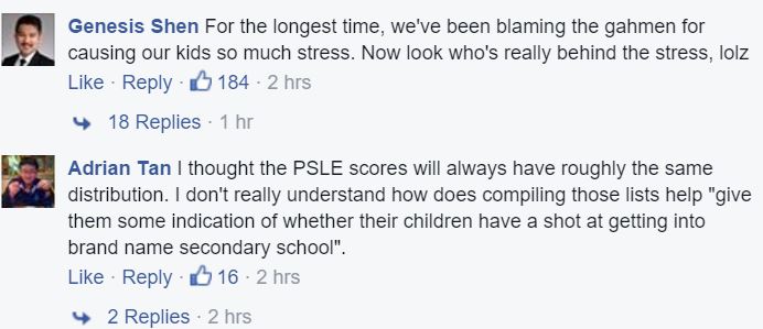 psle scores comments