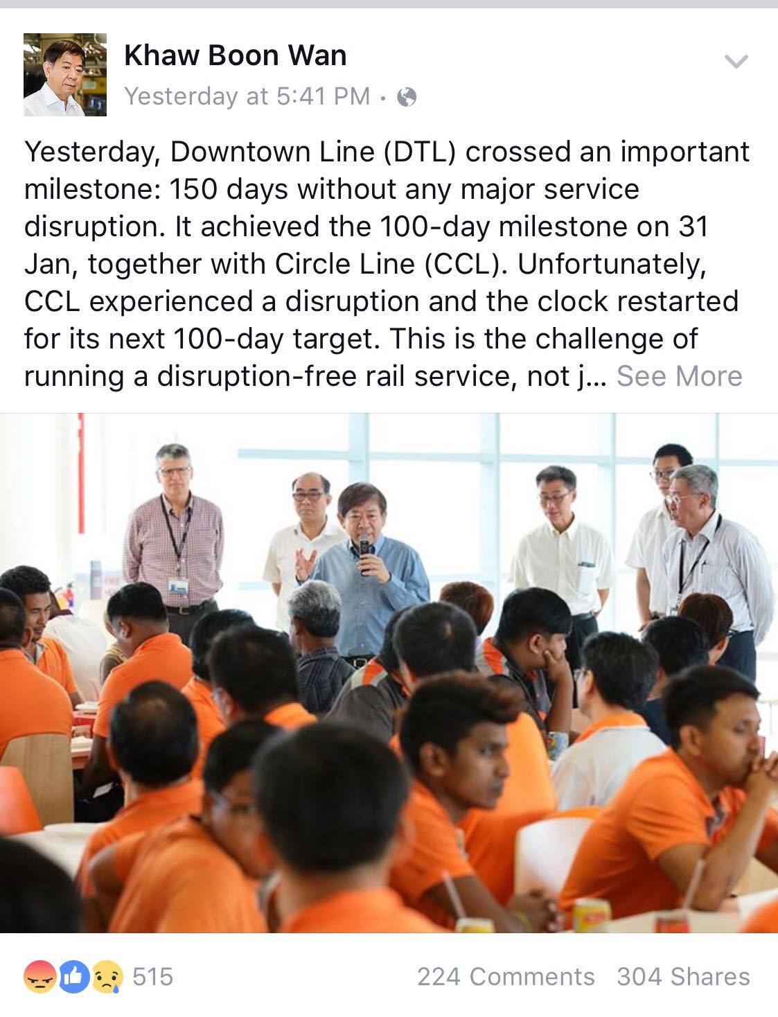 Khaw Boon Wan Getting Flak For Insensitive Facebook Post About Smrt Tragedy Mothership Sg News From Singapore Asia And Around The World