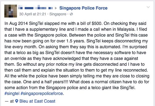 Screenshot from Singapore Police Force Facebook page