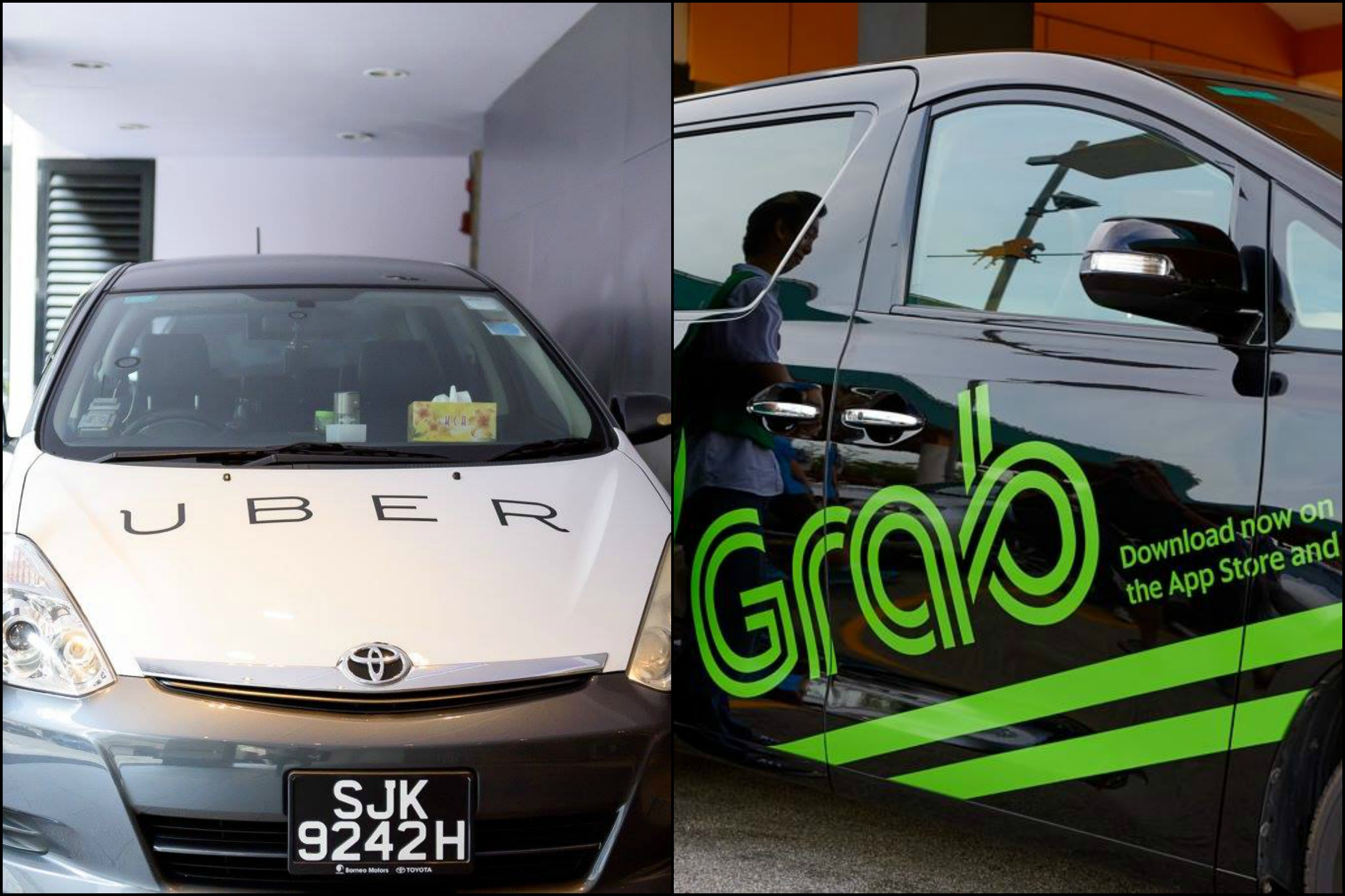 Photos from Uber and Grab's Facebook page