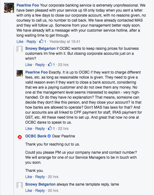 Screenshot from OCBC's Facebook page