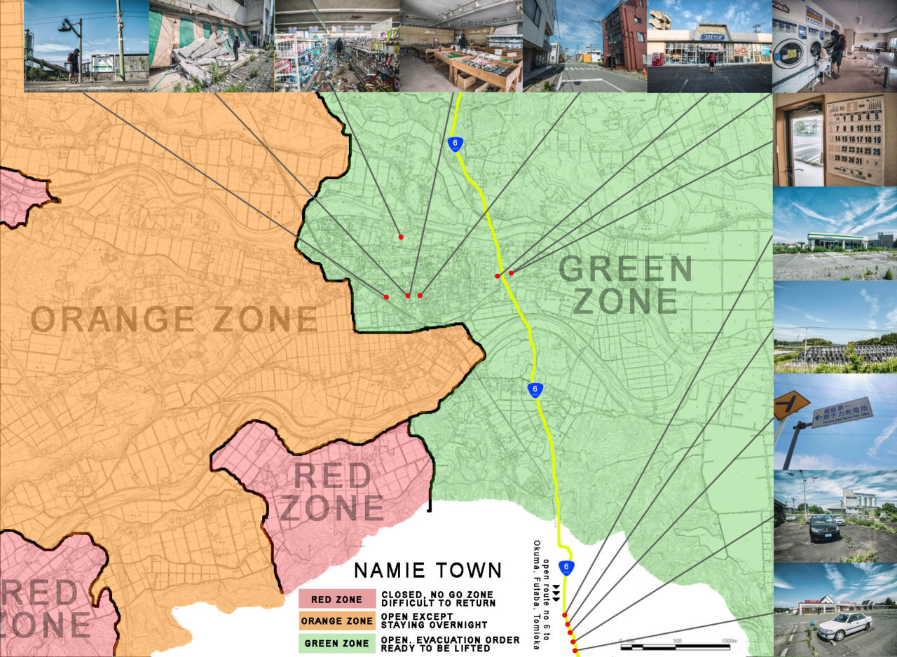 Podniesiński map of where he believed Keow Wee Loong went, in Namie, Fukushima