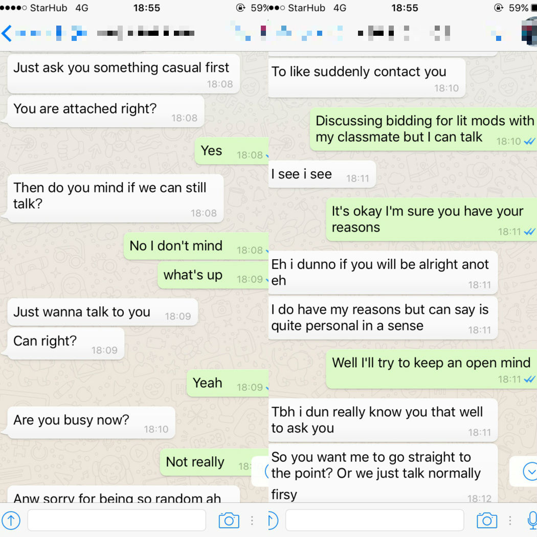 Local uni guy asked female schoolmate he barely knows for sex, whole  exchange obviously ends up on the Internet - Mothership.SG - News from  Singapore, Asia and around the world