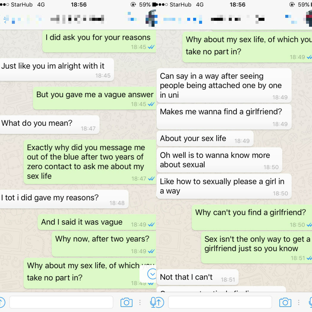 Local uni guy asked female schoolmate he barely knows for sex, whole  exchange obviously ends up on the Internet - Mothership.SG - News from  Singapore, Asia and around the world