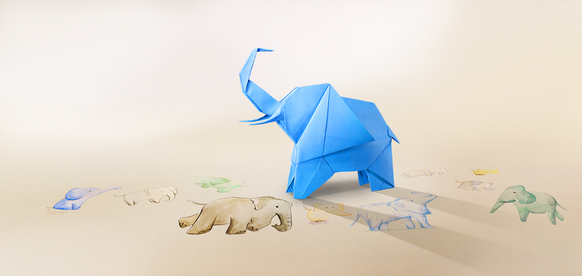 AXA Origami_elephants etch_bus_far side