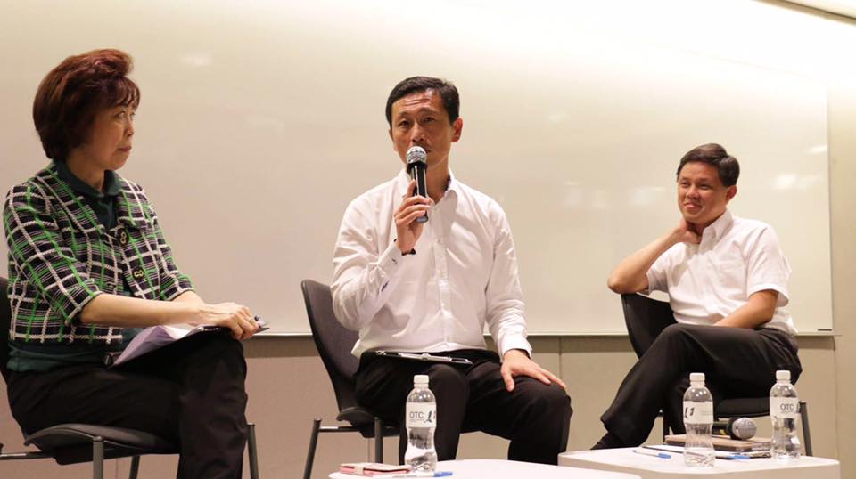 Ong Ye Kung (centre) and Chan Chun Sing (right) Source: Ong Ye Kung Facebook