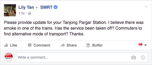 Screenshot from SMRT Facebook page