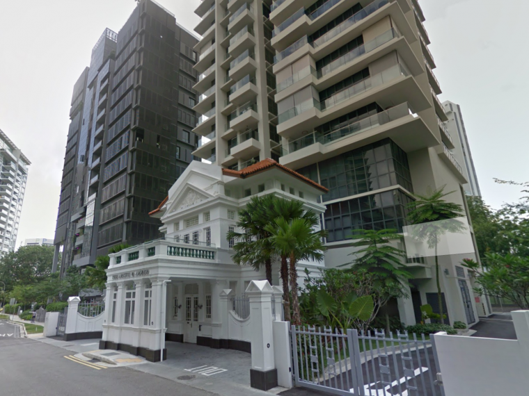 The frontage of the Butterfly House, integrated into a condominium. Taken from Google Maps. 