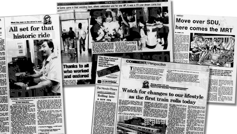 Newspaper articles on the opening of the MRT line. Digitised articles taken from NewspaperSG.