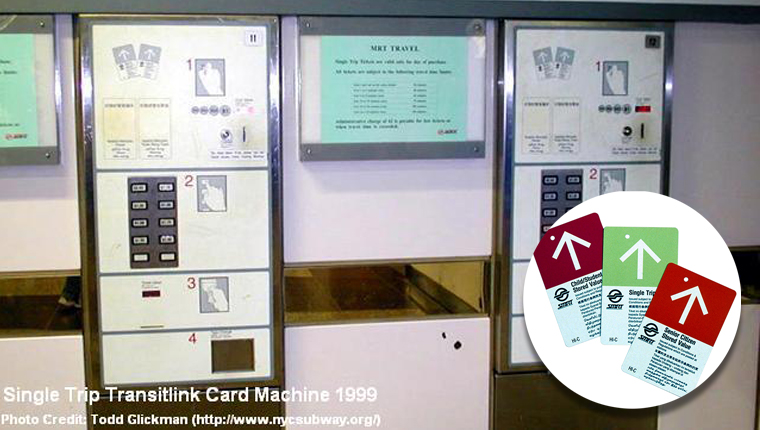Single ticket Transitlink machine. Image adapted from Remember Singapore.