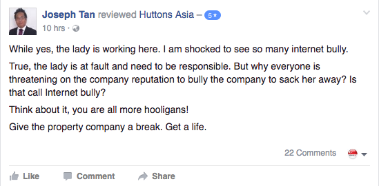 Screenshot from Huttons Asia Facebook page