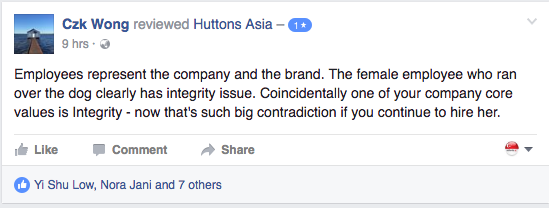 Screenshot from Huttons Asia Facebook page