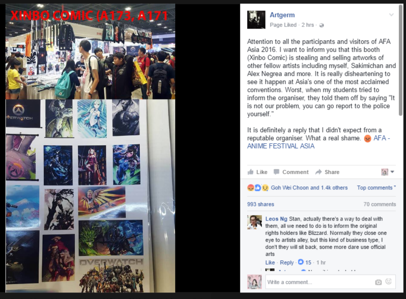 Screenshot from Stanley Lau (Artgerm)'s official Facebook page