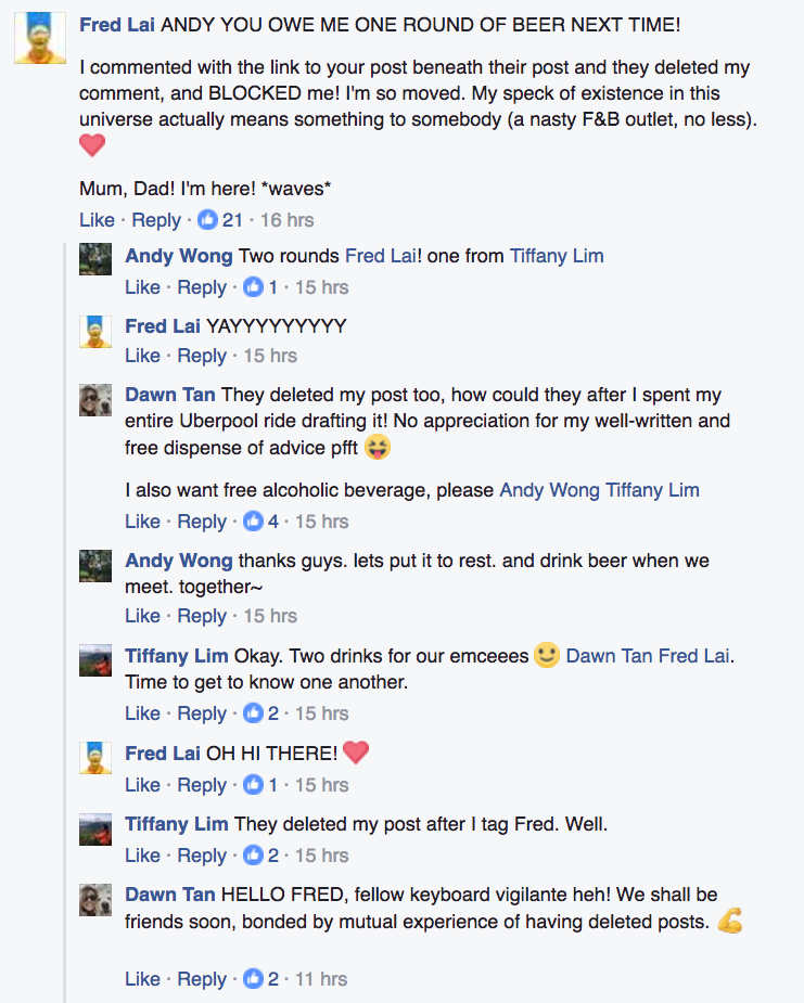 Screenshot from Andy Wong's Facebook page