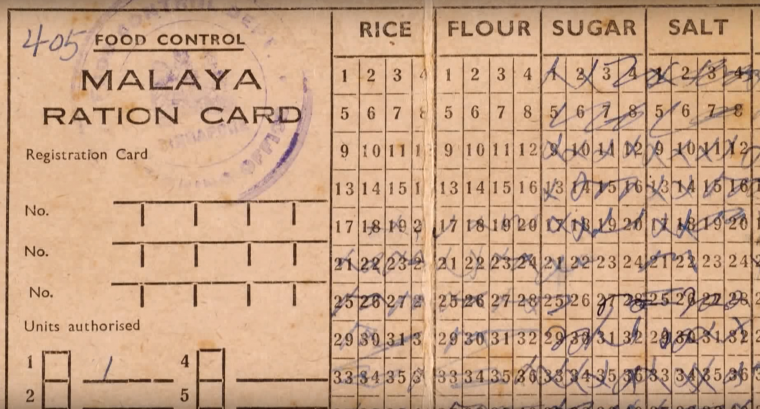 Food ration card. Screen grab from Youtube. 