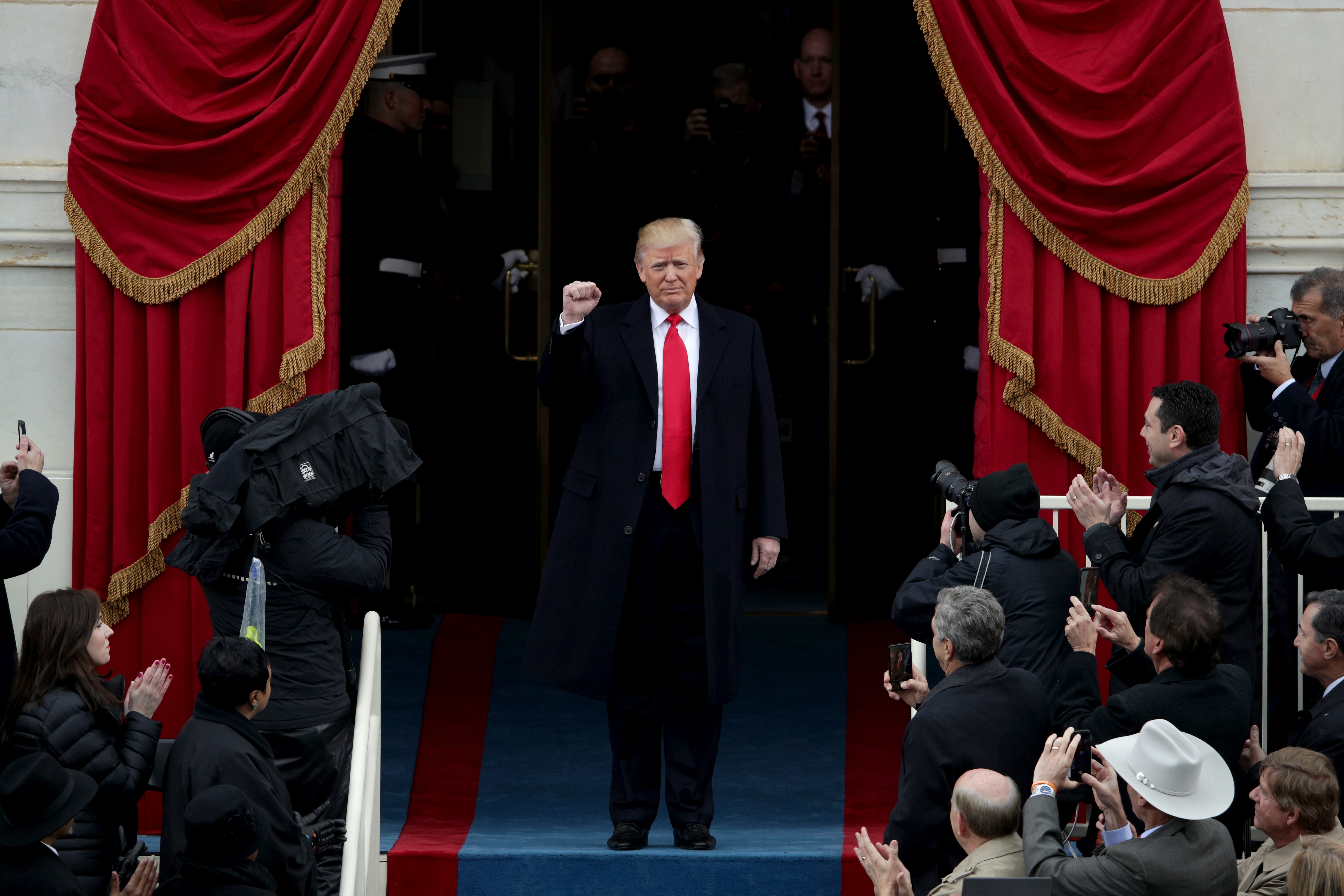 WASHINGTON, DC - JANUARY 20:  President Elect Donald Trump arrives on the West Front of the U.S. Capitol on January 20, 2017 in Washington, DC. In today's inauguration ceremony Donald J. Trump becomes the 45th president of the United States.  (Photo by Alex Wong/Getty Images)