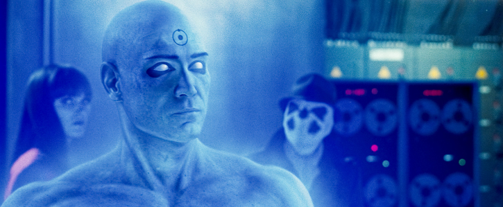 MALIN AKERMAN as Laurie Jupiter (left, in background), BILLY CRUDUP as Dr. Manhattan and JACKIE EARLE HALEY as Rorschach (right, in background) in Warner Bros. PicturesÕ, Paramount PicturesÕ and Legendary PicturesÕ action adventure ÒWatchmen,Ó distributed by Warner Bros. Pictures. PHOTOGRAPHS TO BE USED SOLELY FOR ADVERTISING, PROMOTION, PUBLICITY OR REVIEWS OF THIS SPECIFIC MOTION PICTURE AND TO REMAIN THE PROPERTY OF THE STUDIO. NOT FOR SALE OR REDISTRIBUTION.