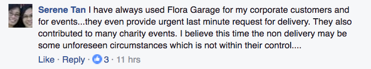 Screenshot from Floral Garage Facebook page