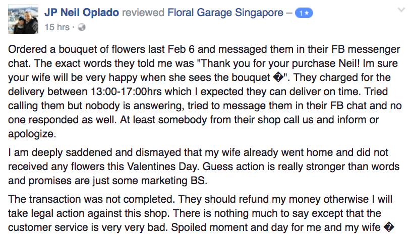 Screenshot from Floral Garage Facebook page