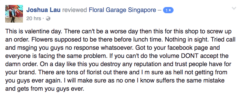 Screenshot from Floral Garage Facebook page