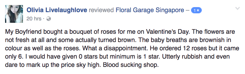 Screenshot from Floral Garage Facebook page