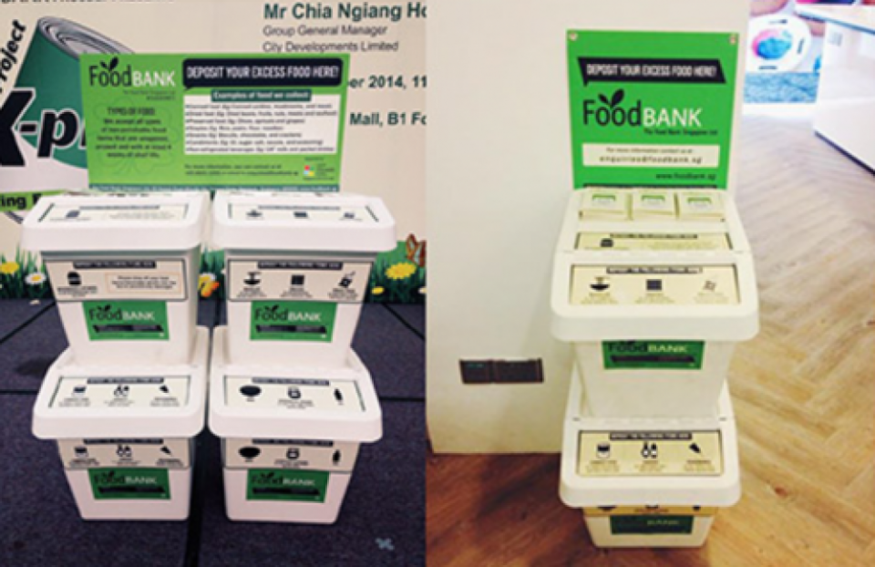 Photo of bank boxes from Food Bank Singapore
