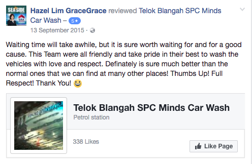 Screenshot from SPC Minds Car Wash Facebook page