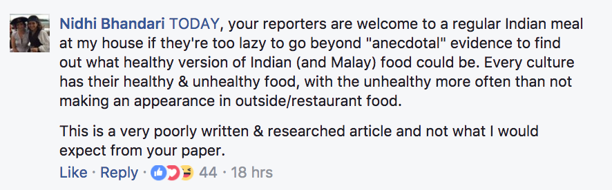 Today article on diabetes targets Malay & Indian eating habits, S 