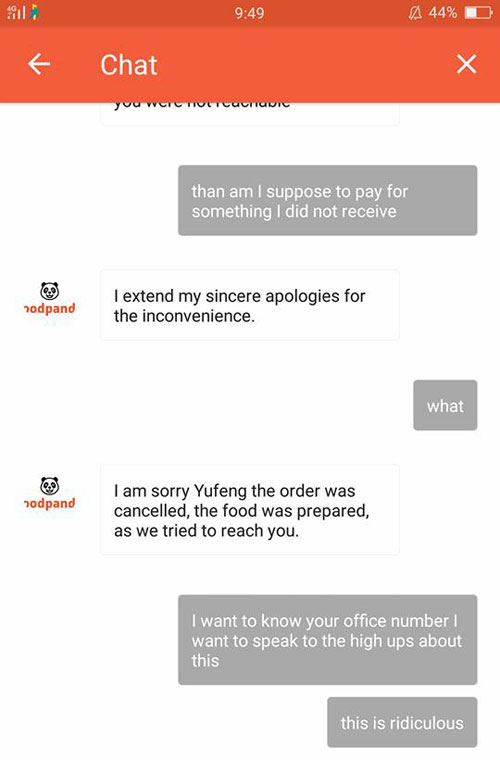 Food Panda Cancelled Order With No Refund Because Rider Could Not Reach Customer Mothership Sg News From Singapore Asia And Around The World