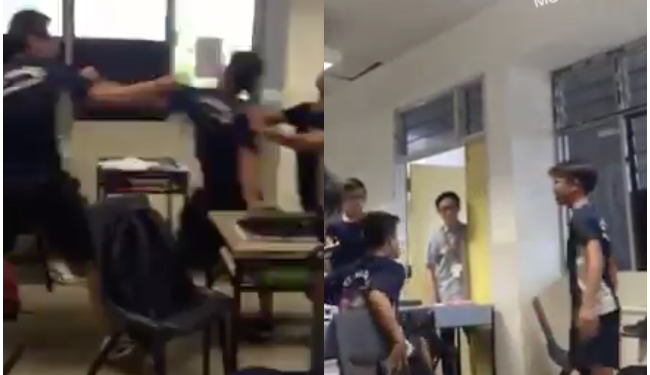 1268px x 732px - S'pore secondary school students brawl in classroom while adult watches -  Mothership.SG - News from Singapore, Asia and around the world