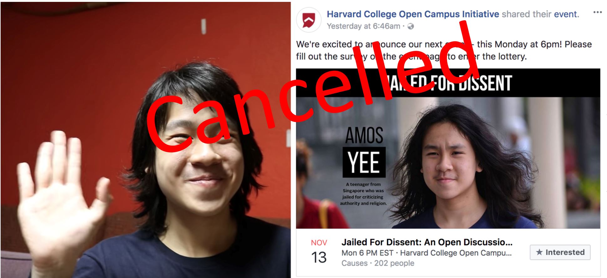 Harvard College cancels Amos Yee s talk Mothership.SG News