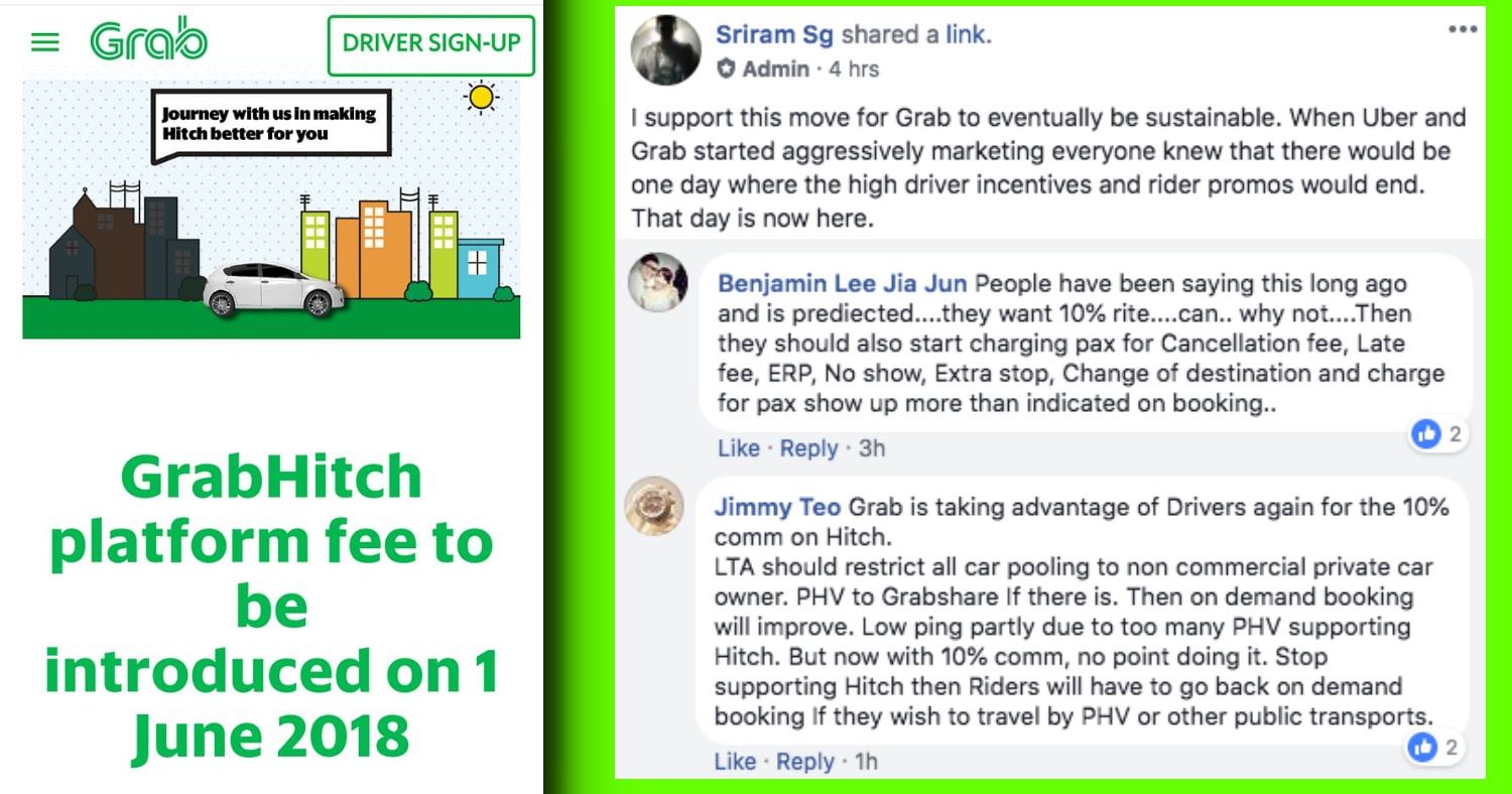 S Pore Drivers Protest Grabhitch 10 Platform Fee Mothership Sg News From Singapore Asia And Around The World