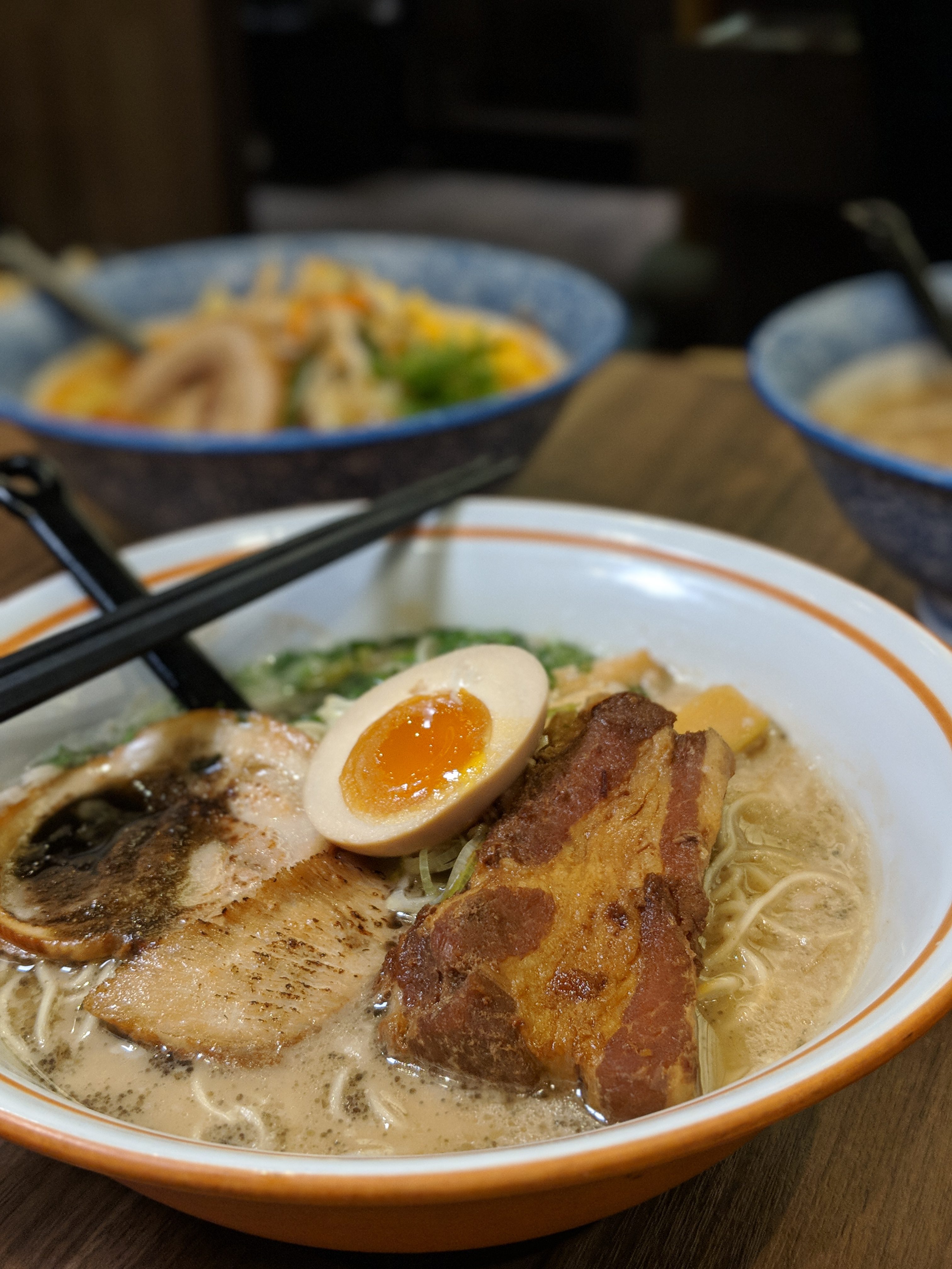 Tonkotsu Ramen with egg & 3 braised pork cuts that tastes like 20 only