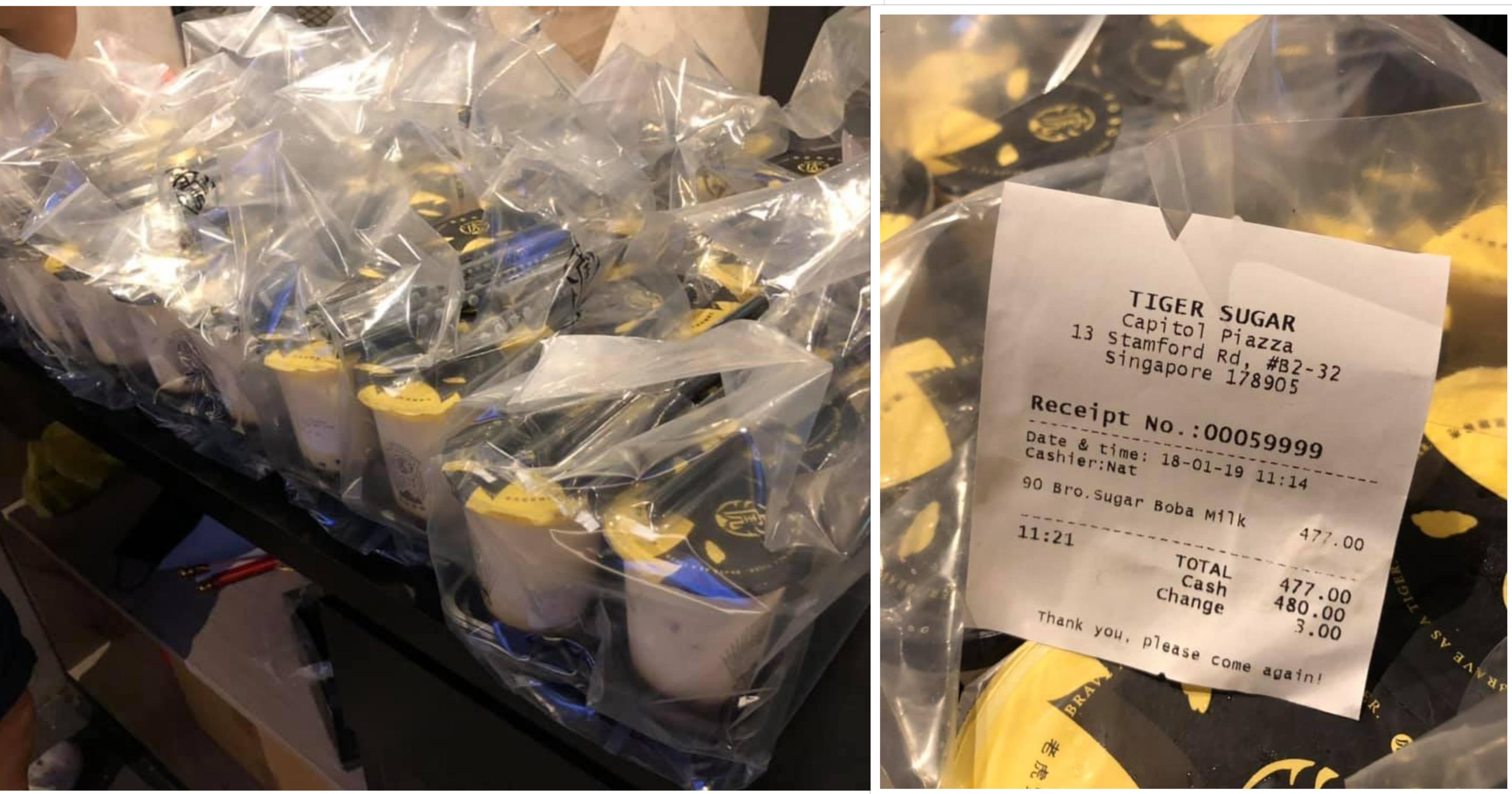 Walk-in customer at Capitol Piazza casually bought 90 cups of Tiger Sugar  bubble tea - Mothership.SG - News from Singapore, Asia and around the world