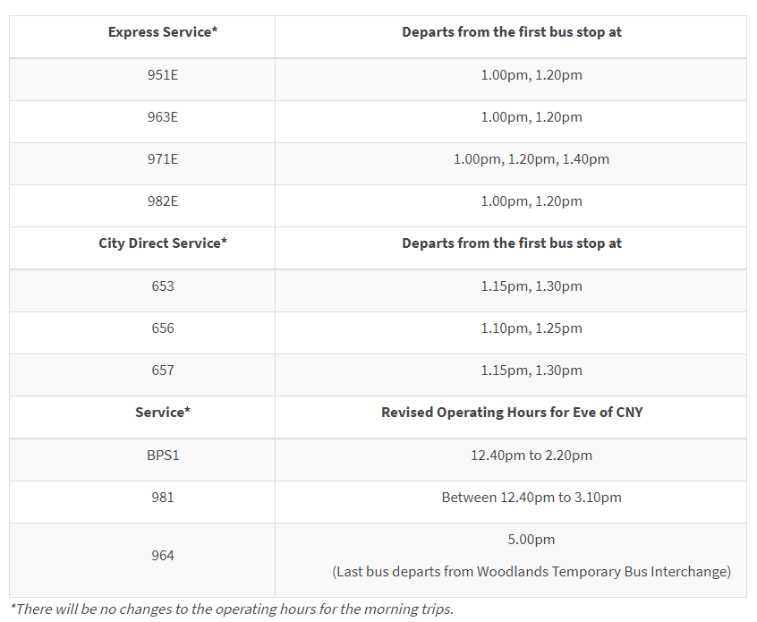 Here are SMRT's last bus &amp; train timings for Chinese New Year eve 2019