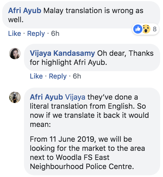 Flyer About Woodlands Temporary Market Gets Malay Tamil Translations Wrong Mothership Sg News From Singapore Asia And Around The World