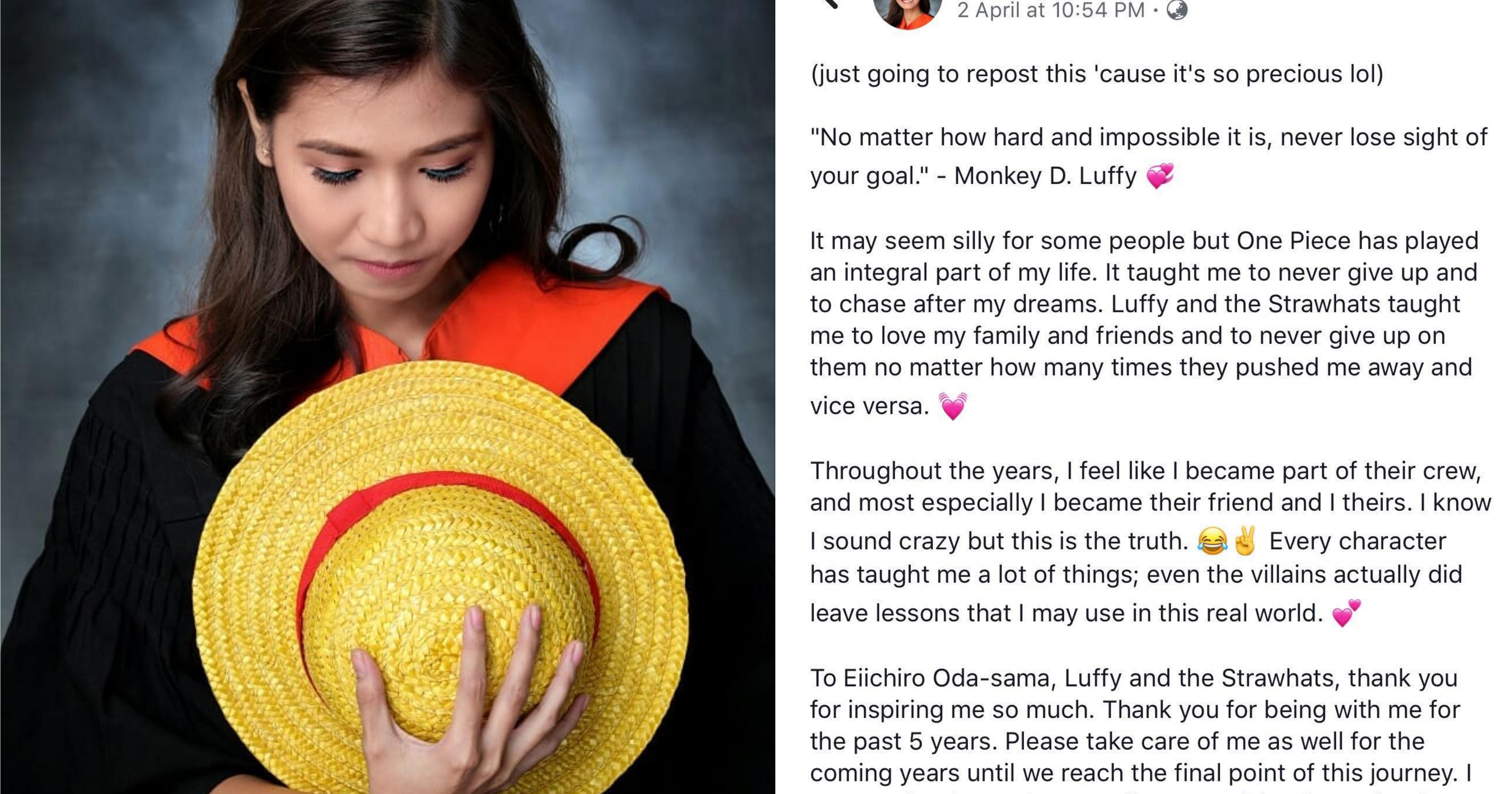 One Piece Fan Goes Viral For Meaningful Straw Hat Graduation Photo Tribute To Characters Mothership Sg News From Singapore Asia And Around The World