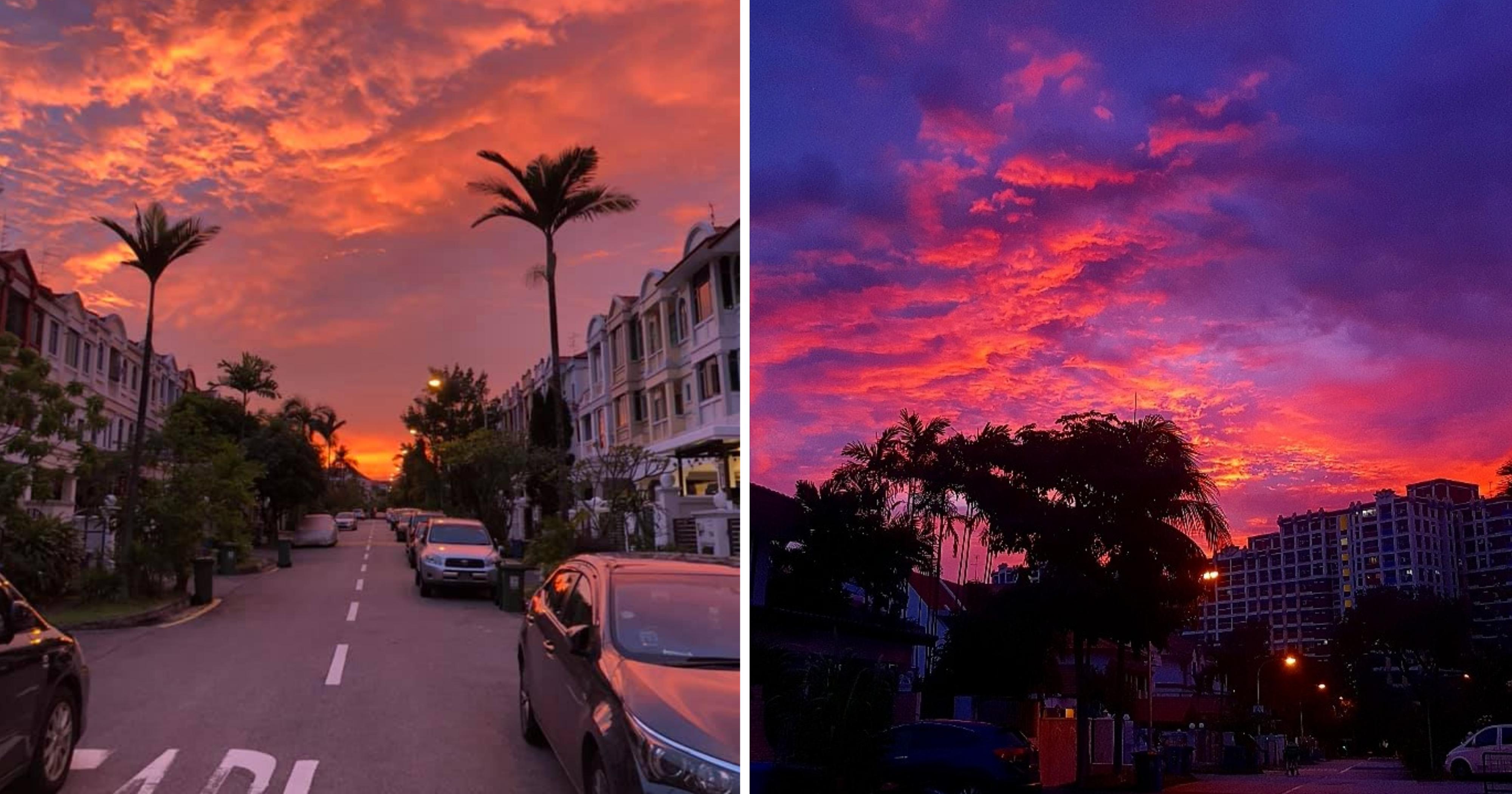 Blazing red evening sky spotted all over S'pore, apparently lasted around  10 minutes -  - News from Singapore, Asia and around the world