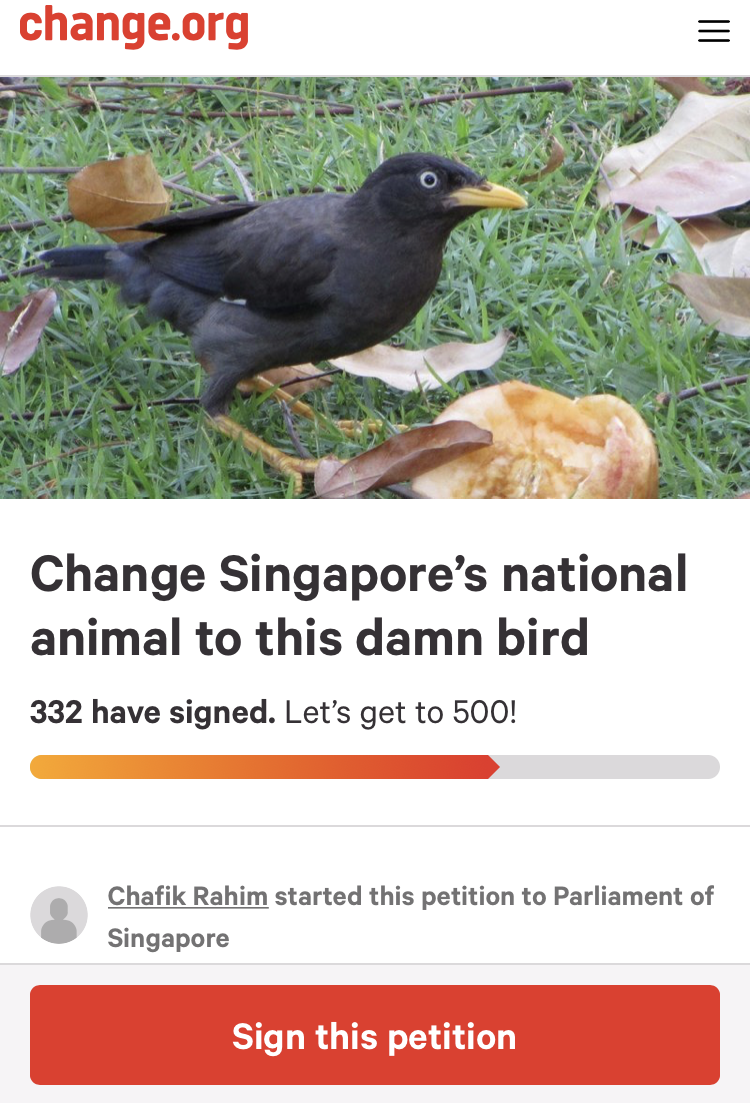 Petition to change S'pore's national animal to mynah as 'Sang Nila Utama  likely didn't see a lion'  - News from Singapore, Asia and  around the world