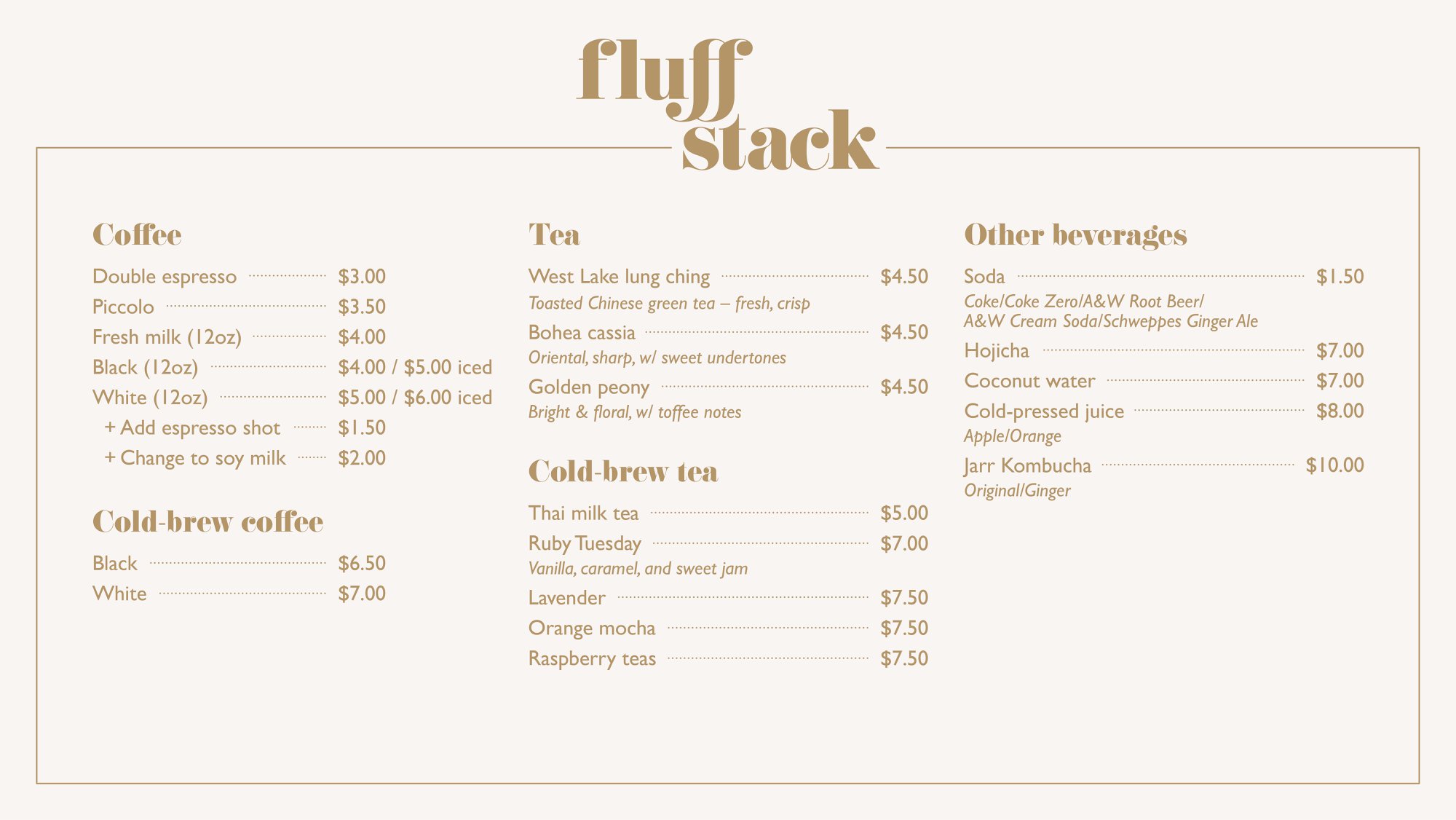 fluff stack menu