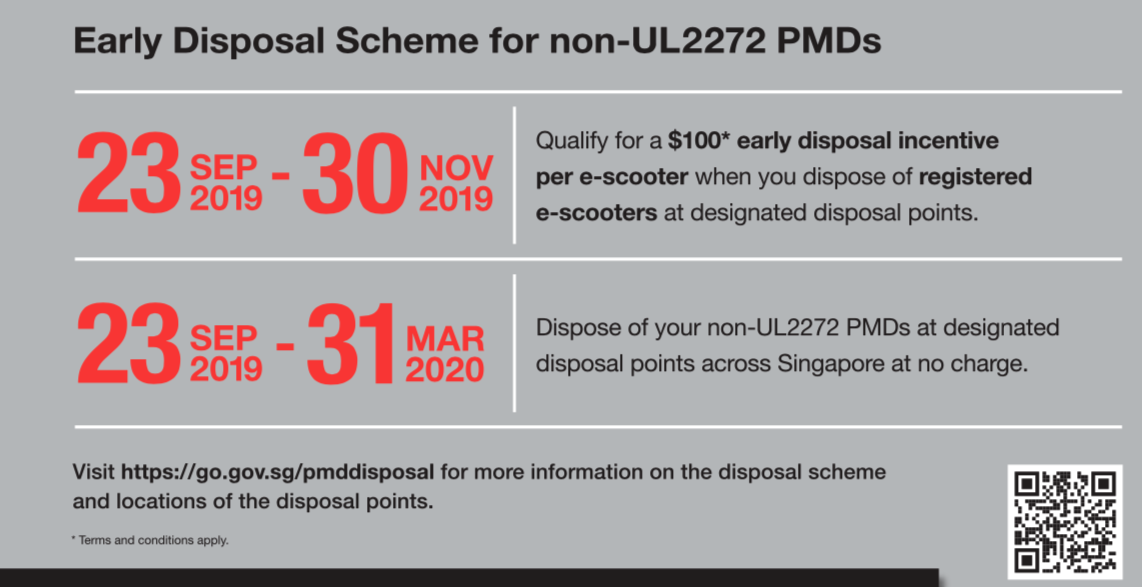 LTA will pay you S 100 cash to throw away your non UL2272 e