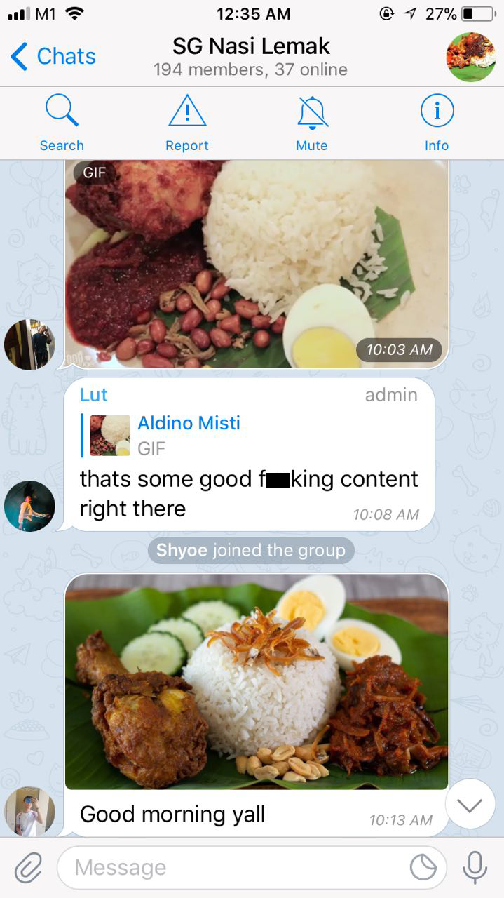 Wholesome Sg Nasi Lemak Telegram Group Shares Actual Nasi Lemak Photos And Reviews Instead Of Vice 1130