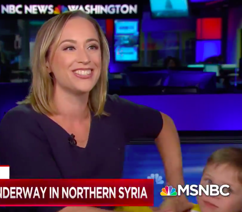 Screenshot of Courtney Kube and son on MSNBC Live TV