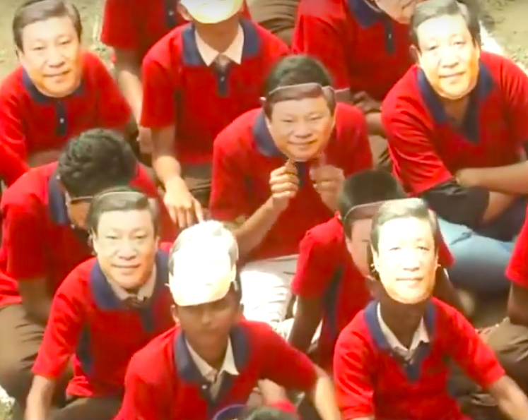 Indian children in Chennai wearing Xi Jin Ping masks