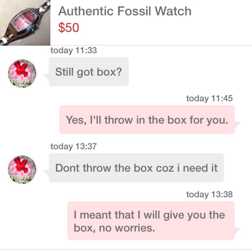 screenshot of Carousell chat