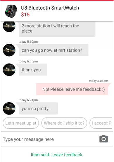 screenshot of Carousell chat