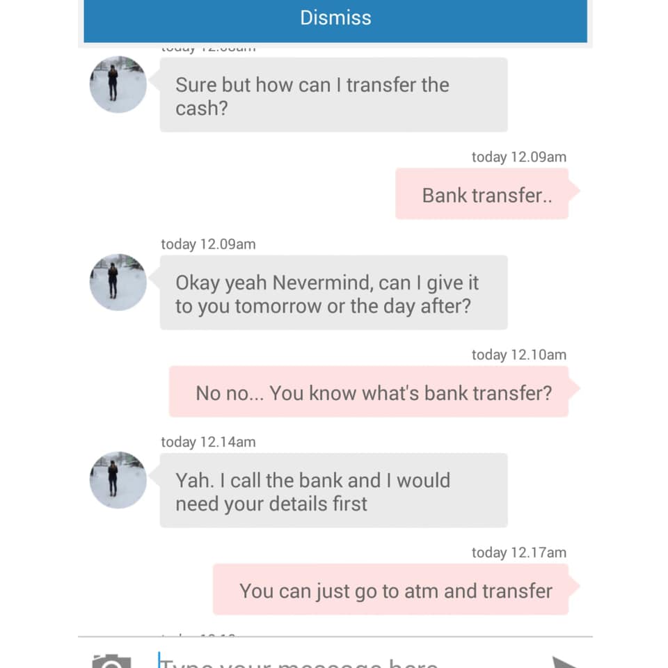 screenshot of Carousell chat